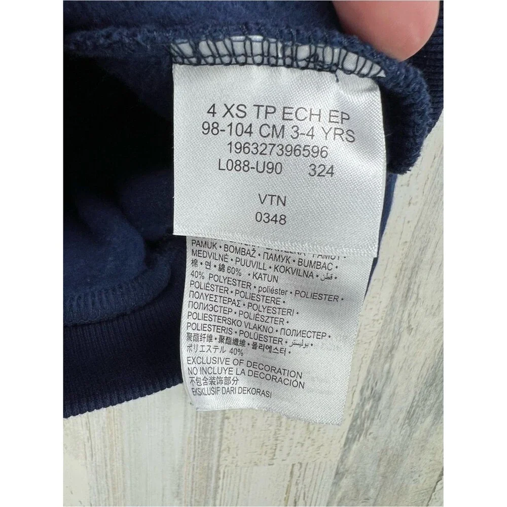 Nike Hoodie Navy Blue Kids XS 4 Fleece Lined Embroidered Logo